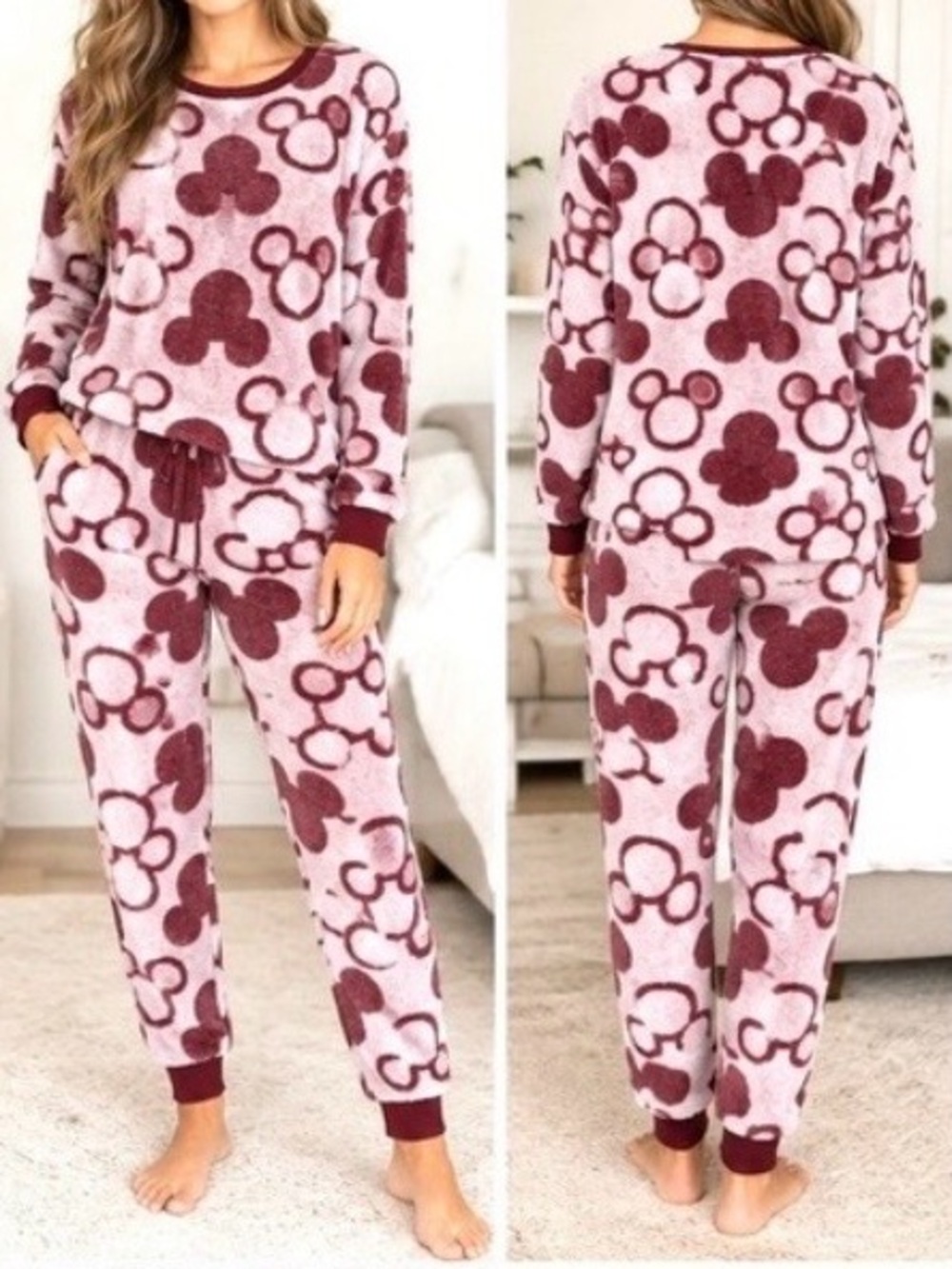 Disney Plus Size Mickey Mouse Fuzzy Pajama Set